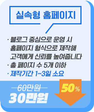 실속형 홈페이지,30만원,블로그운영 중심인 사업자에게 적합합니다. 홈페이지형식의 블로그를 제작해드립니다